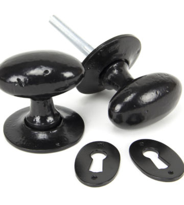 From The Anvil Black Oval Mortice/Rim Knob Set