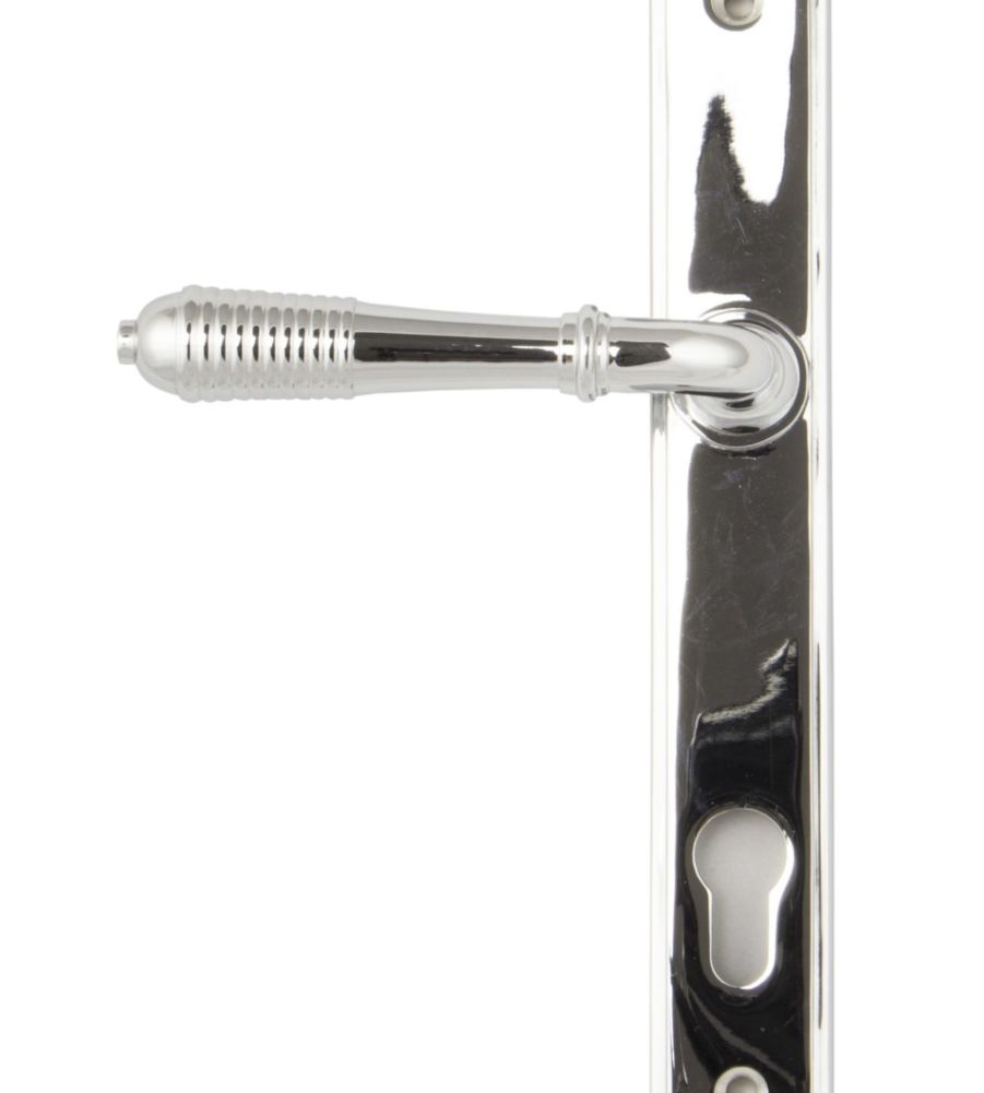 Polished Chrome Reeded Slimline Lever Espag. Lock Set