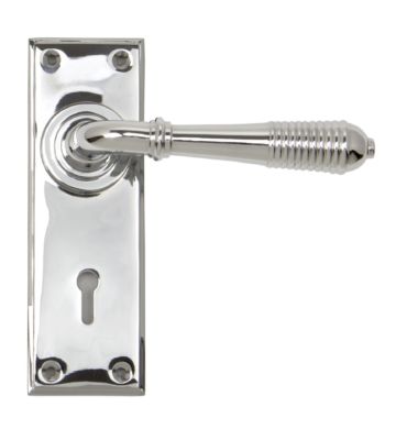 From The Anvil Polished Chrome Reeded Lever Lock Set