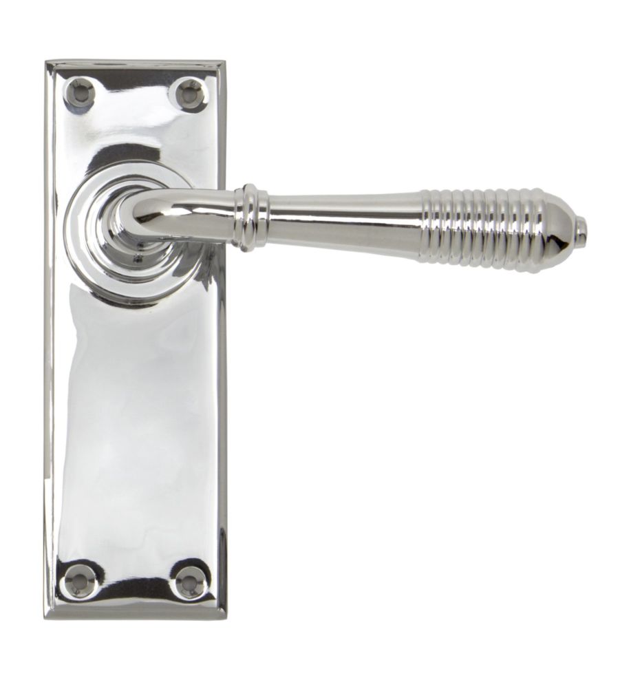 Polished Chrome Reeded Lever Latch Set