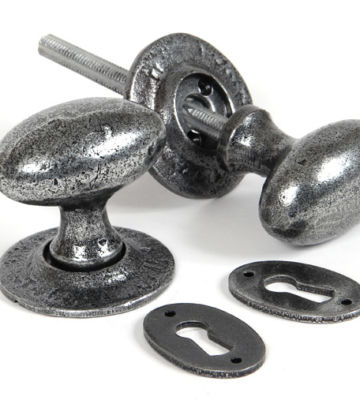 From The Anvil Pewter Oval Mortice/Rim Knob Set