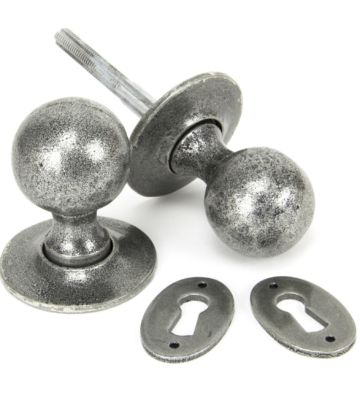 From The Anvil Pewter Round Mortice/Rim Knob Set