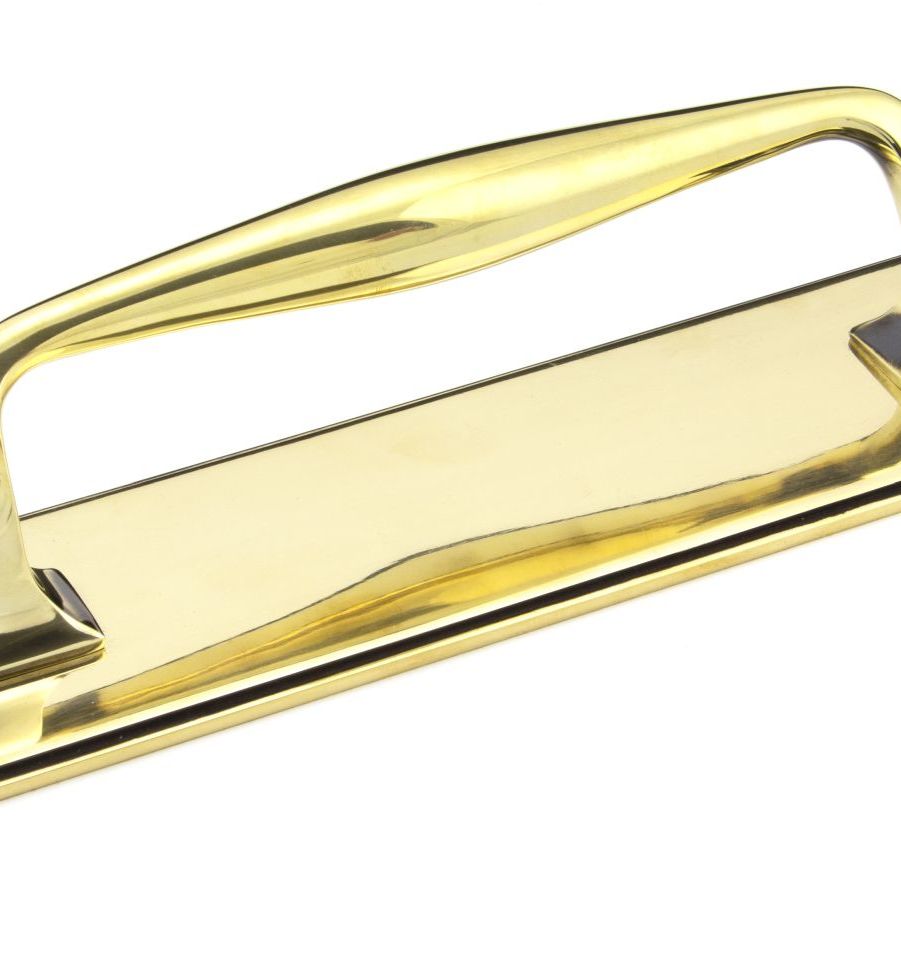 Aged Brass 300mm Art Deco Pull Handle on Backplate