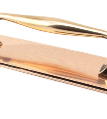From The Anvil Polished Bronze 300mm Art Deco Pull Handle on Backplate