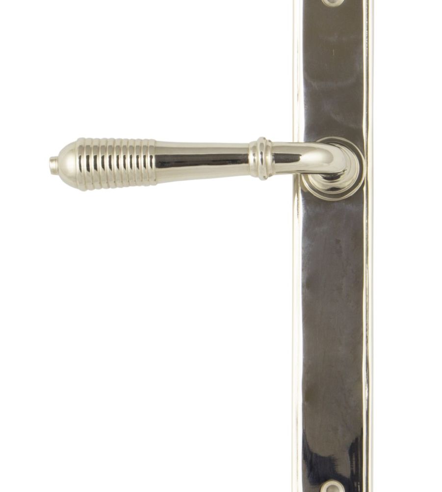 Polished Nickel Reeded Slimline Lever Latch Set