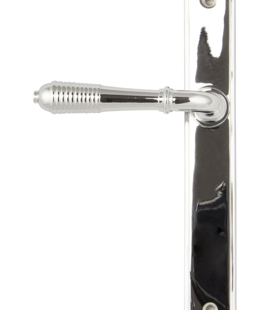 Polished Chrome Reeded Slimline Lever Latch Set