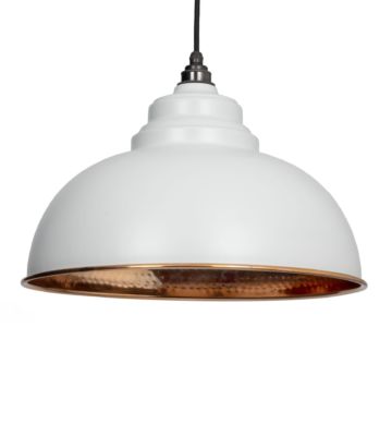 From The Anvil Light Grey & Hammered Copper Harborne Pendant