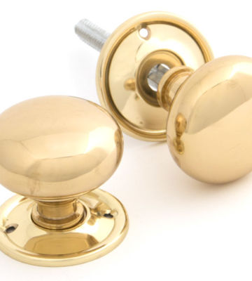 From The Anvil Polished Brass Mushroom Knob Set