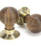 From The Anvil Rosewood Mortice/Rim Beehive Knob Set - Aged Brass Roses
