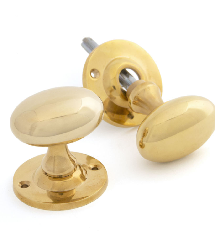 From The Anvil Polished Brass Oval Mortice/Rim Knob Set