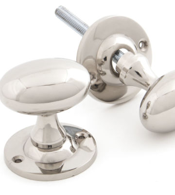 From The Anvil Polished Nickel Oval Mortice/Rim Knob Set