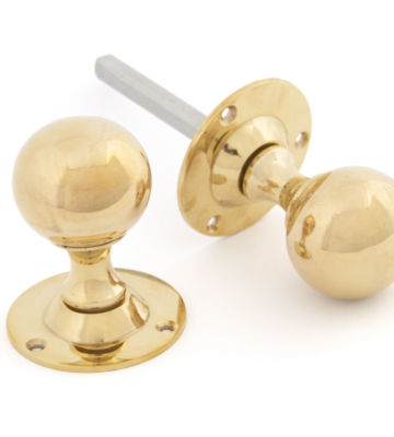 From The Anvil Polished Brass Ball Mortice Knob Set