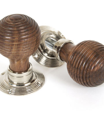 From The Anvil Rosewood Mortice/Rim Beehive Knob Set – Polished Nickel Roses