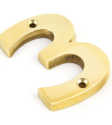 From The Anvil Polished Brass Numeral 3