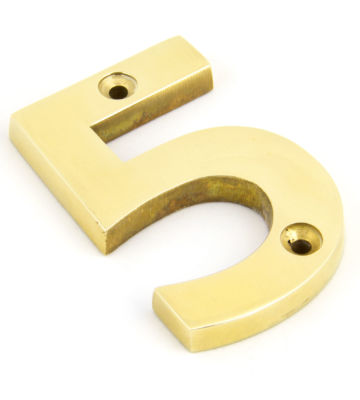 From The Anvil Polished Brass Numeral 5