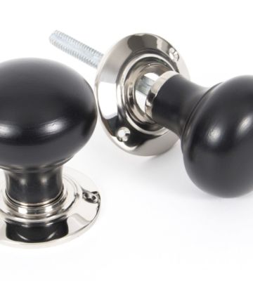 From The Anvil Ebony & Polished Nickel Bun Mortice/Rim Knob Set