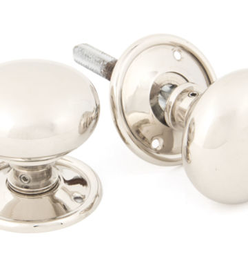 From The Anvil Polished Nickel Mushroom Mortice/Rim Knob Set