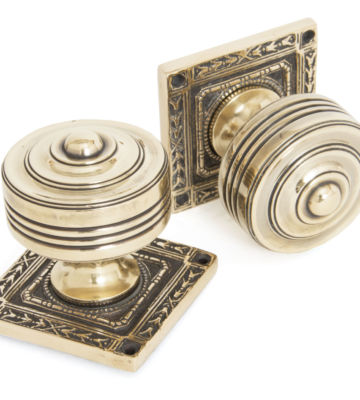 From The Anvil Aged Brass Tewkesbury Square Mortice Knob Set