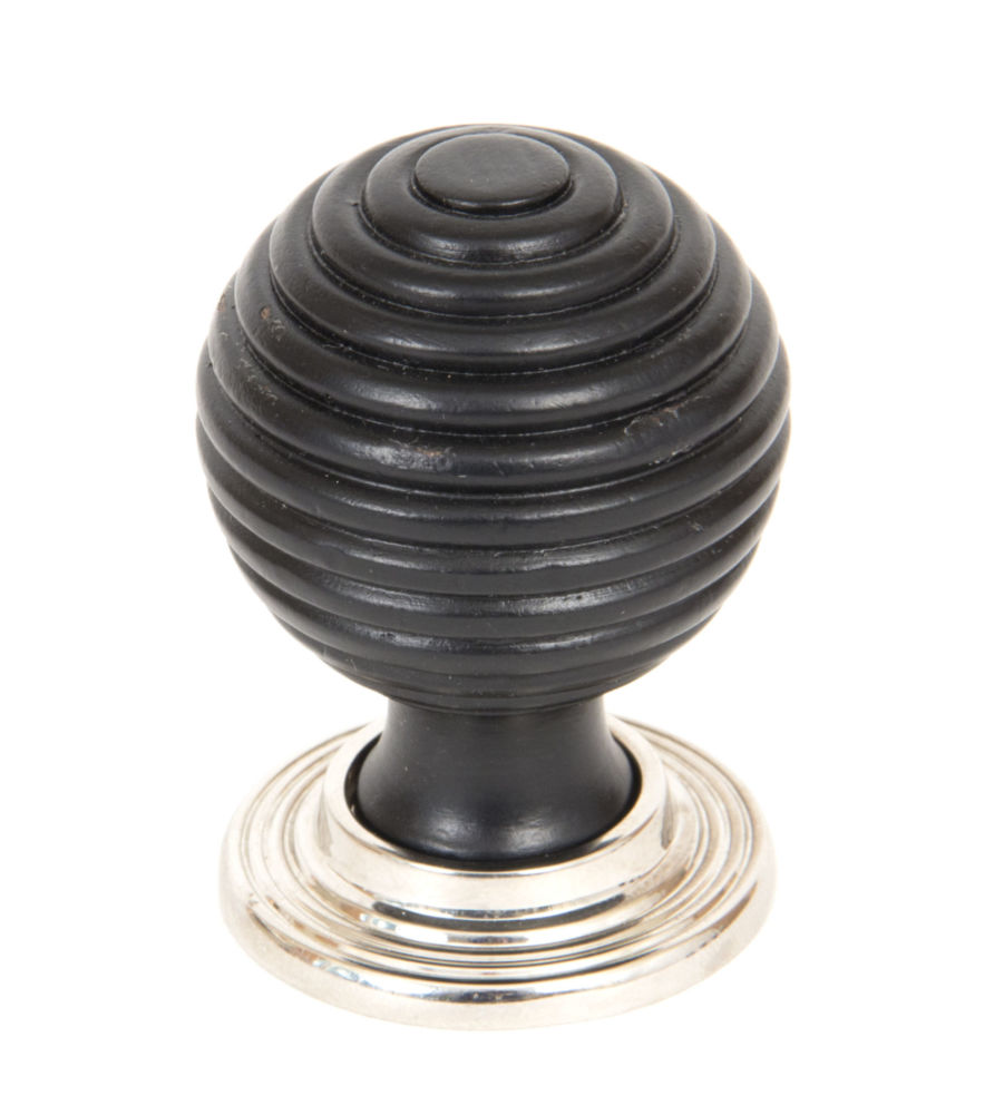 Ebony & Polished Nickel Beehive Cabinet Knob - Large