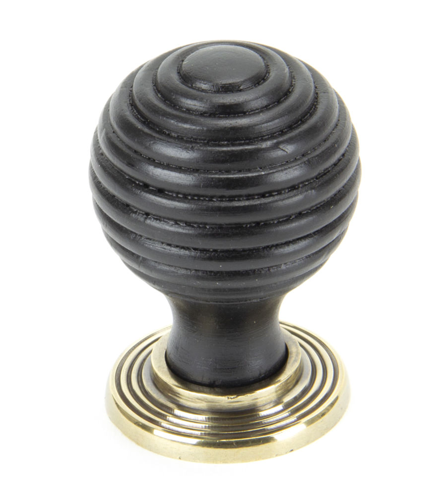 Ebony & Aged Brass Beehive Cabinet Knob - Small