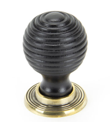From The Anvil Ebony & Aged Brass Beehive Cabinet Knob – Large