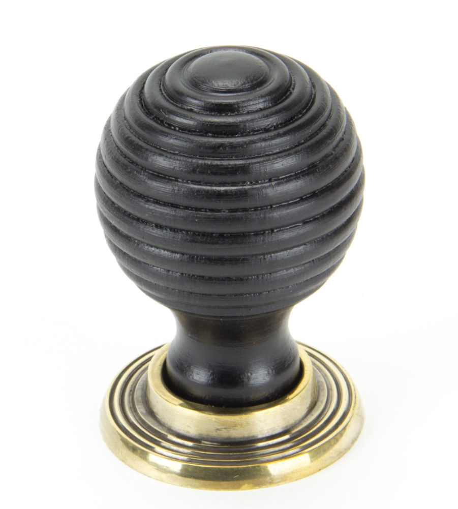 Ebony & Aged Brass Beehive Cabinet Knob - Large