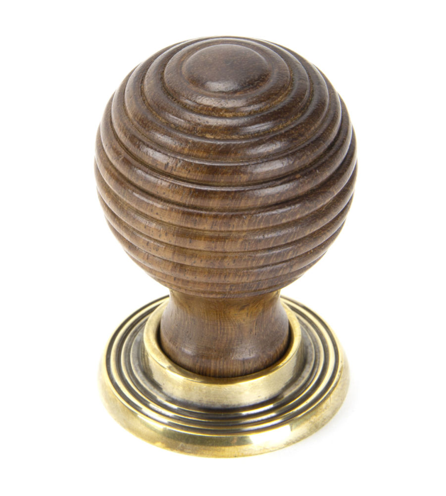 Rosewood & Aged Brass Beehive Cabinet Knob - Large