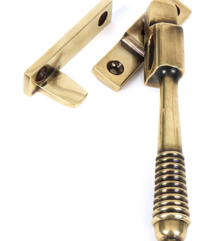 Aged Brass Night Vent Reeded Fastener - Locking