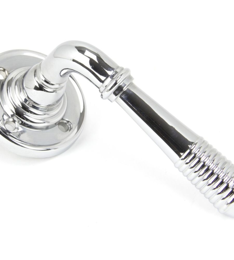 Polished Chrome Reeded Lever on Rose
