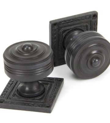 From The Anvil Aged Bronze Tewkesbury Square Mortice Knob Set