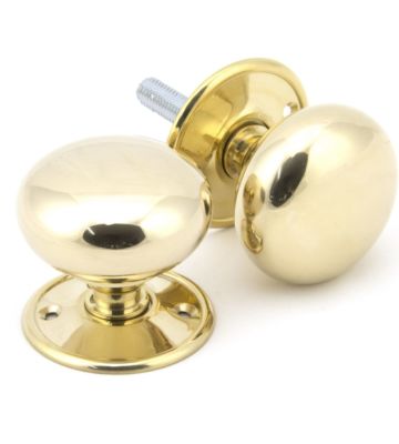 From The Anvil Polished Brass 57mm Mushroom Mortice/Rim Knob Set