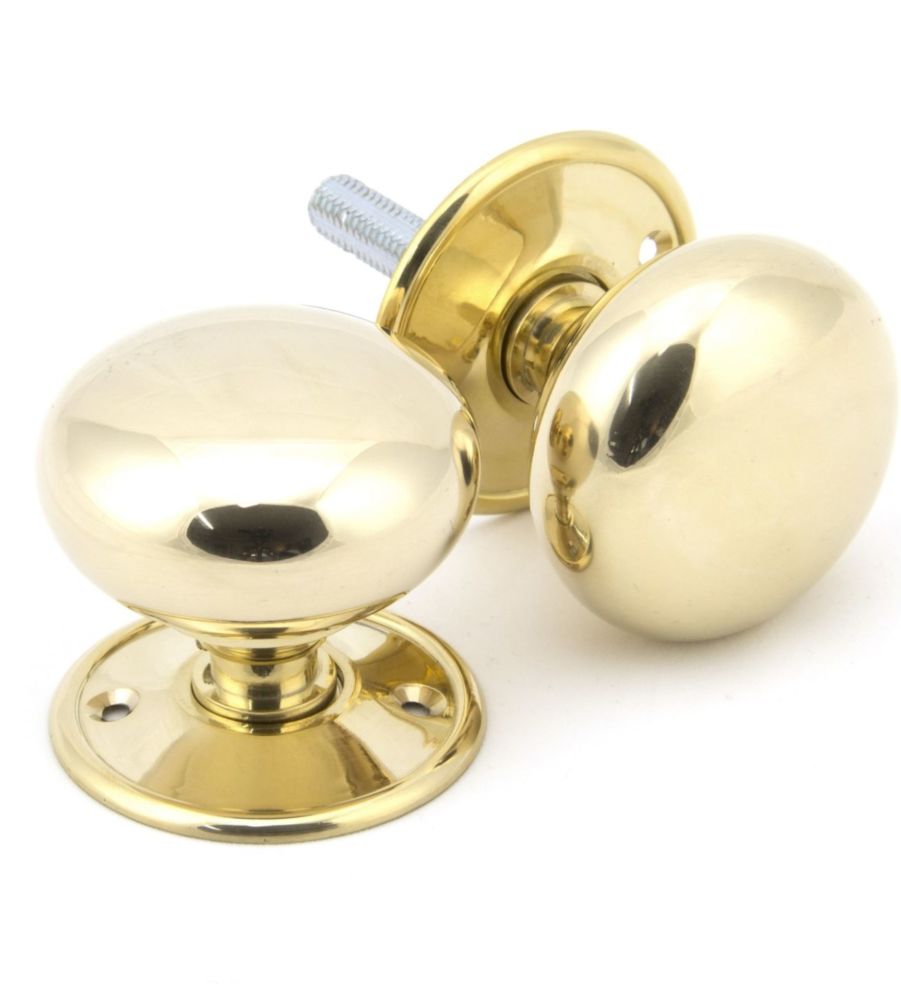 Polished Brass 57mm Mushroom Mortice/Rim Knob Set