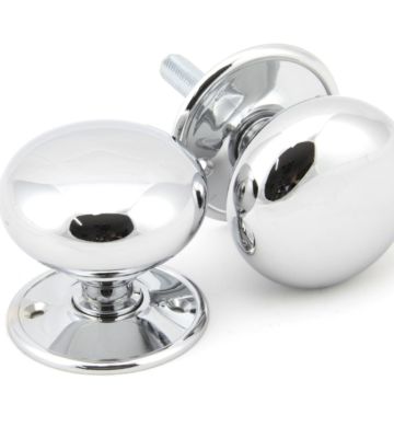 From The Anvil Polished Chrome 57mm Mushroom Mortice/Rim Knob Set