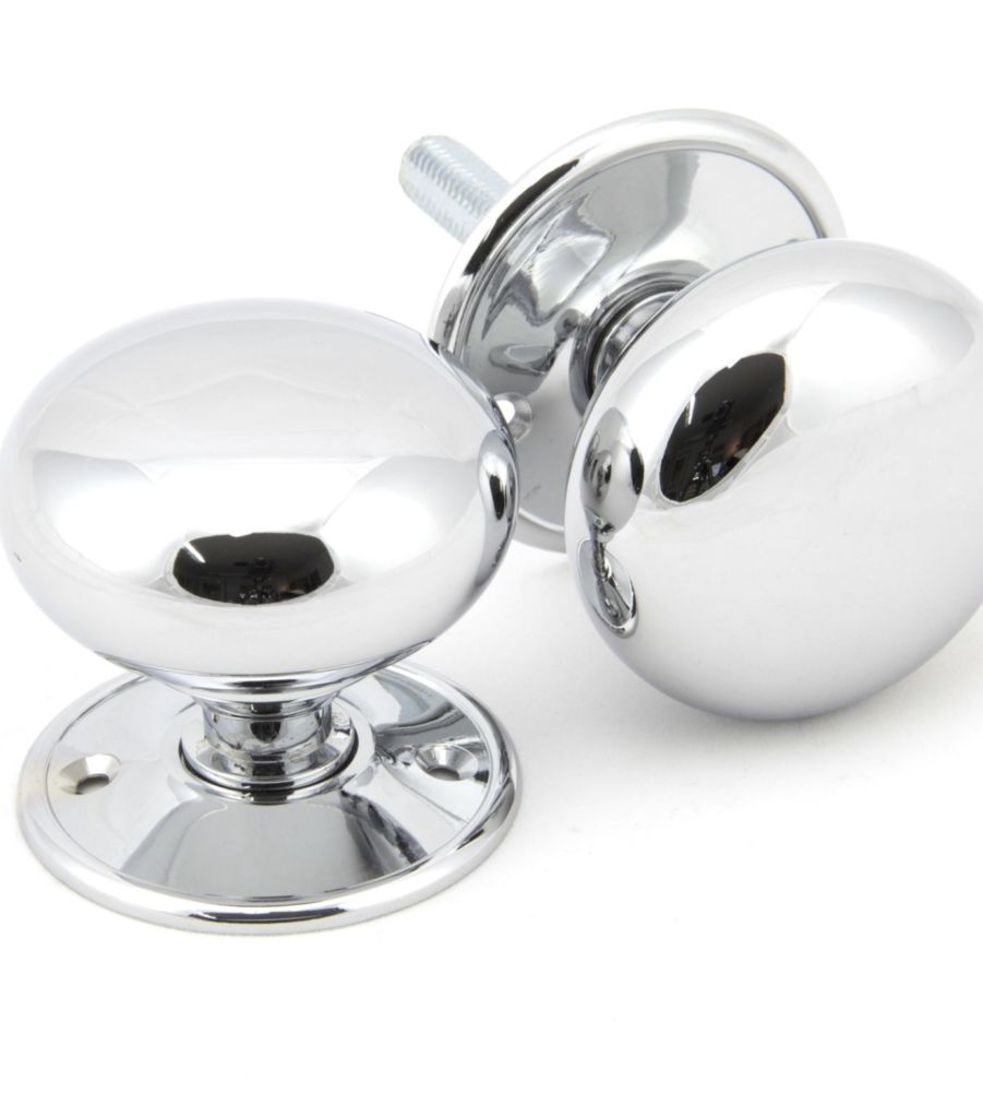 Polished Chrome 57mm Mushroom Mortice/Rim Knob Set