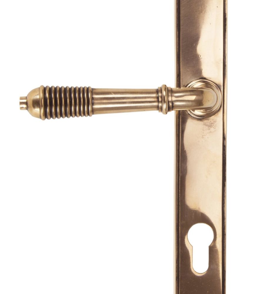 Polished Bronze Reeded Slimline Lever Espag. Lock Set