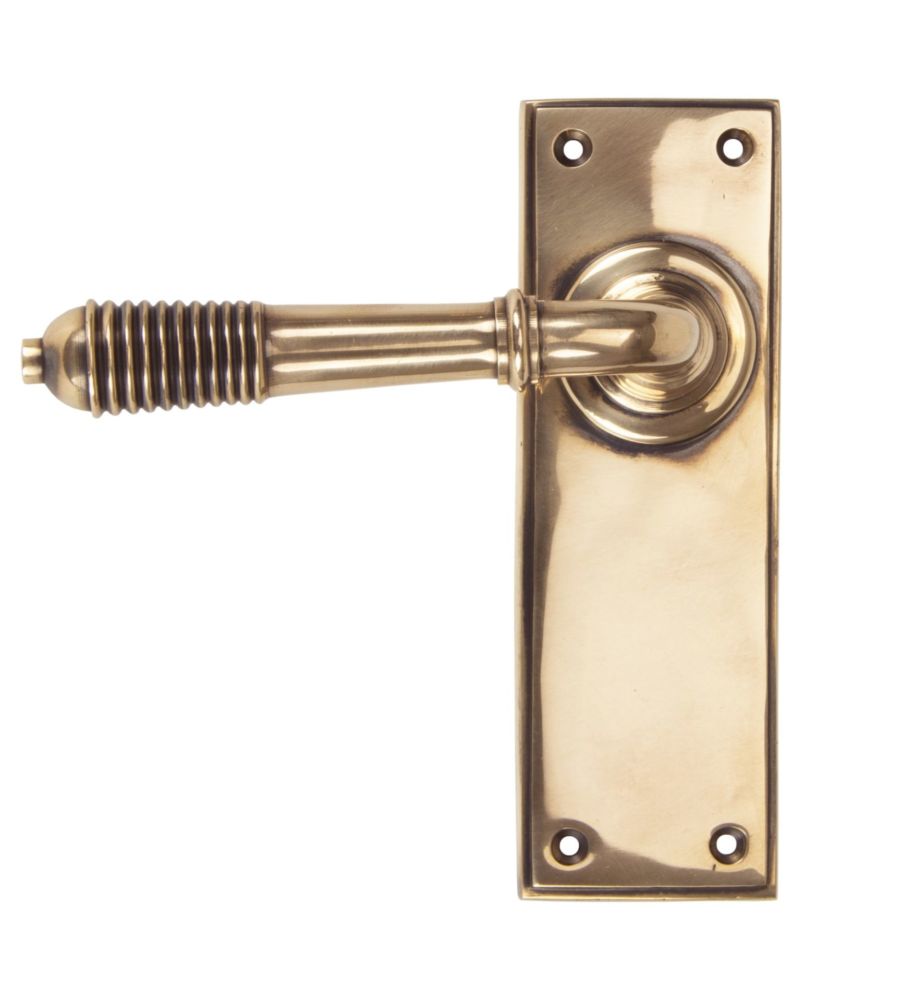 Polished Bronze Reeded Lever Latch Set