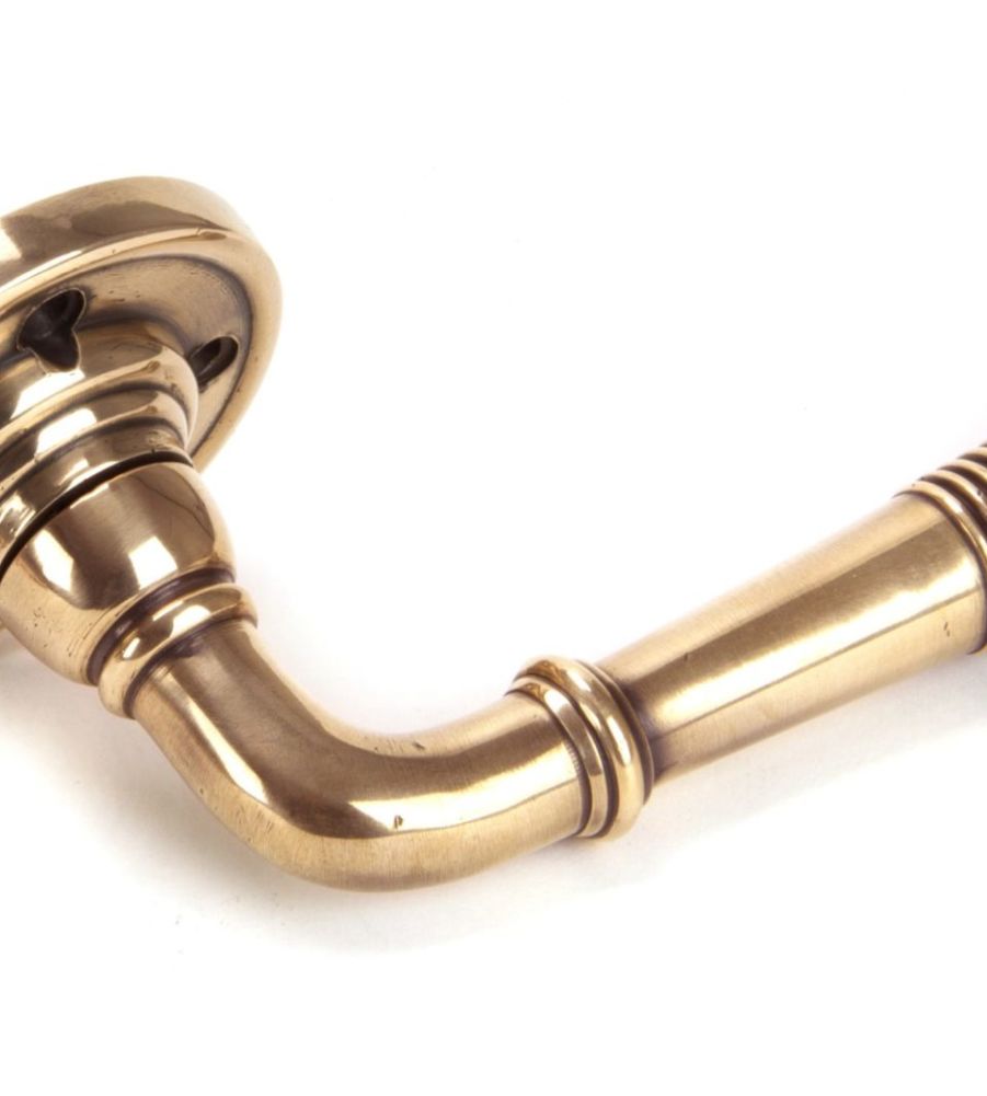 Polished Bronze Reeded Lever on Rose Set