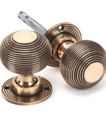 From The Anvil Polished Bronze Heavy Beehive Mortice/Rim Knob Set