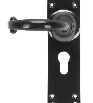 From The Anvil Black Cottage Lever Euro Lock Set