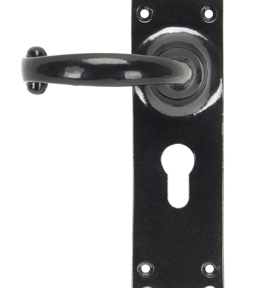 Black Cottage Lever Euro Lock Set