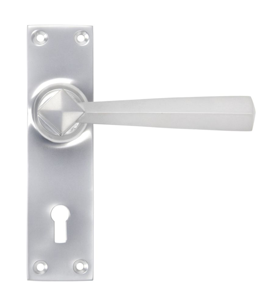 Satin Chrome Straight Lever Lock Set