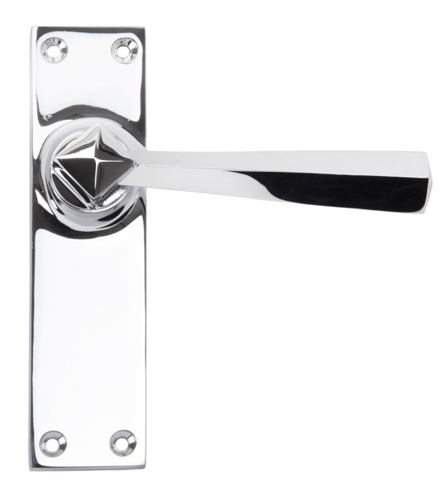 Polished Chrome Straight Lever Latch Set