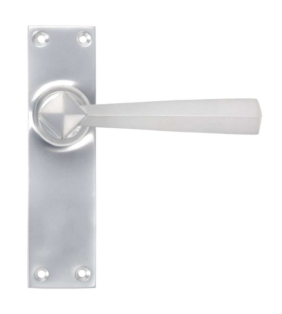 Satin Chrome Straight Lever Latch Set