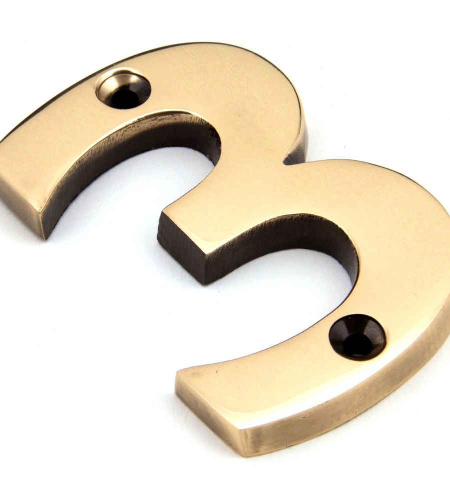 Polished Bronze Numeral 3