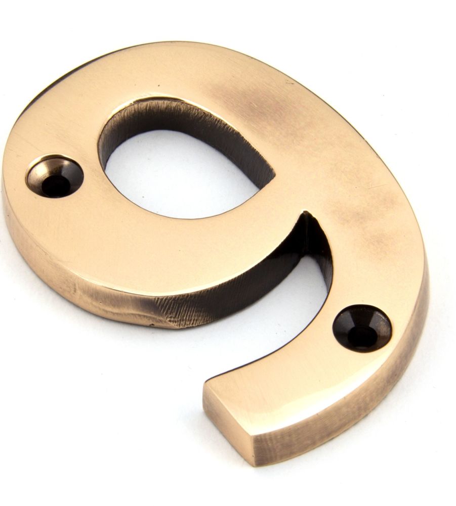 Polished Bronze Numeral 9