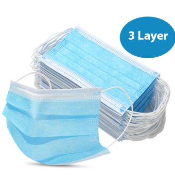 50 x 3 Layer Face Masks With 99% Micro Filter Layer