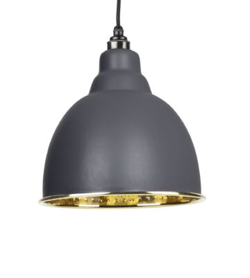 From The Anvil Dark Grey & Hammered Brass Brindley Pendant