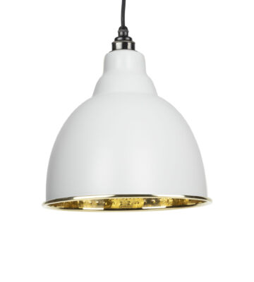 From The Anvil Light Grey & Hammered Brass Brindley Pendant