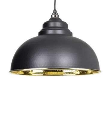 From The Anvil Black & Hammered Brass Harborne Pendant