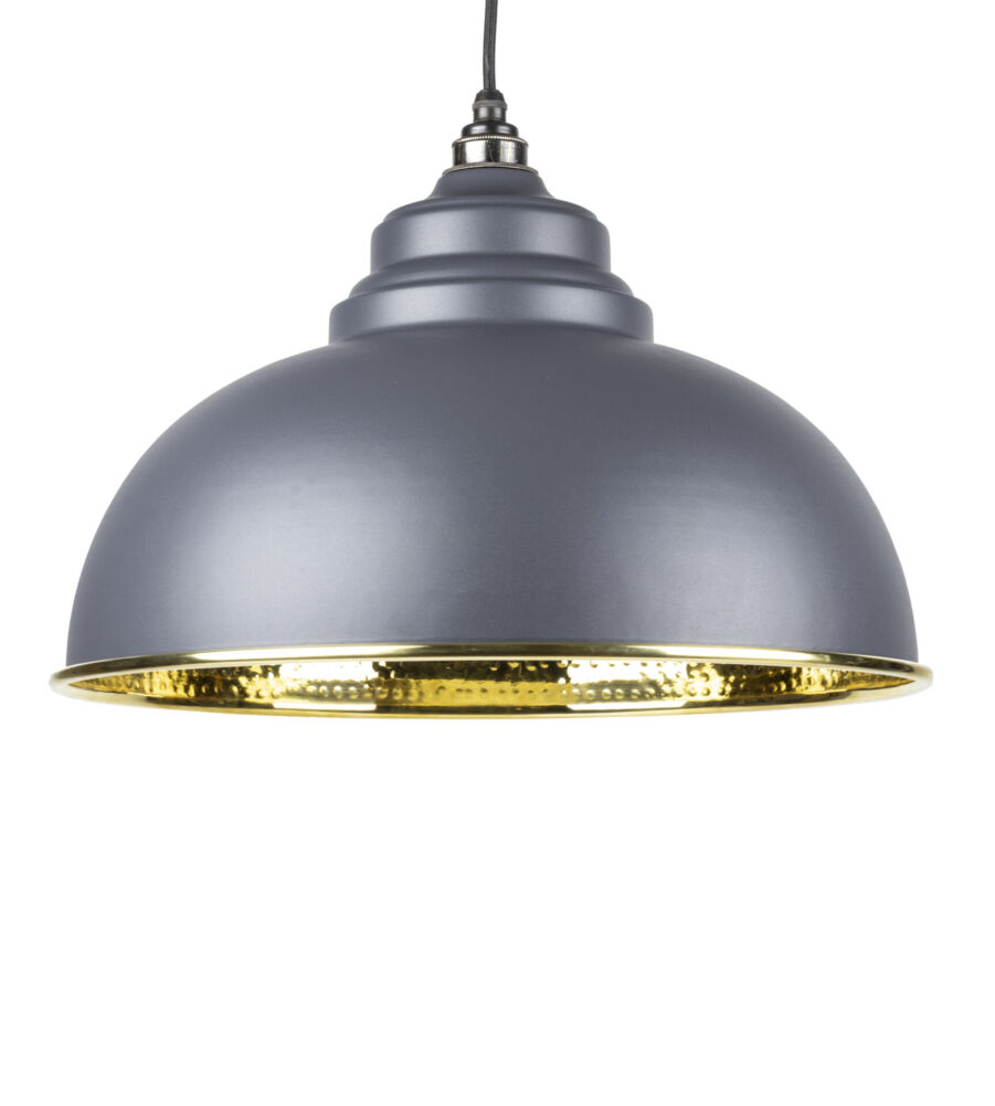 From The Anvil Dark Grey & Hammered Brass Harborne Pendant